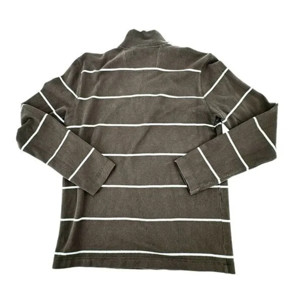 Banana Republic Soft Cotton Blend 1/4 Zip Striped Sweater‎ Men's Medium